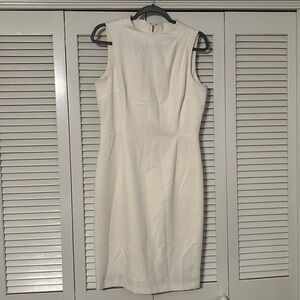 Antonio Melani Crème Ivory Pepper Plain Weave Knee Length Sleeveless Dress